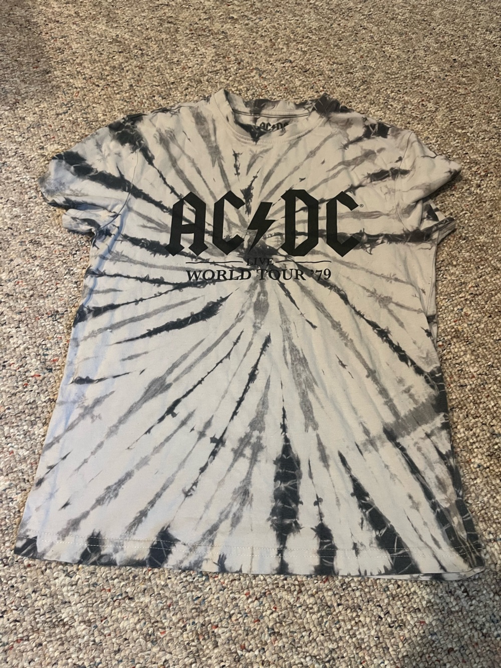 AC/DC Black and Gray Spiral Tie-Dye Tour Tee